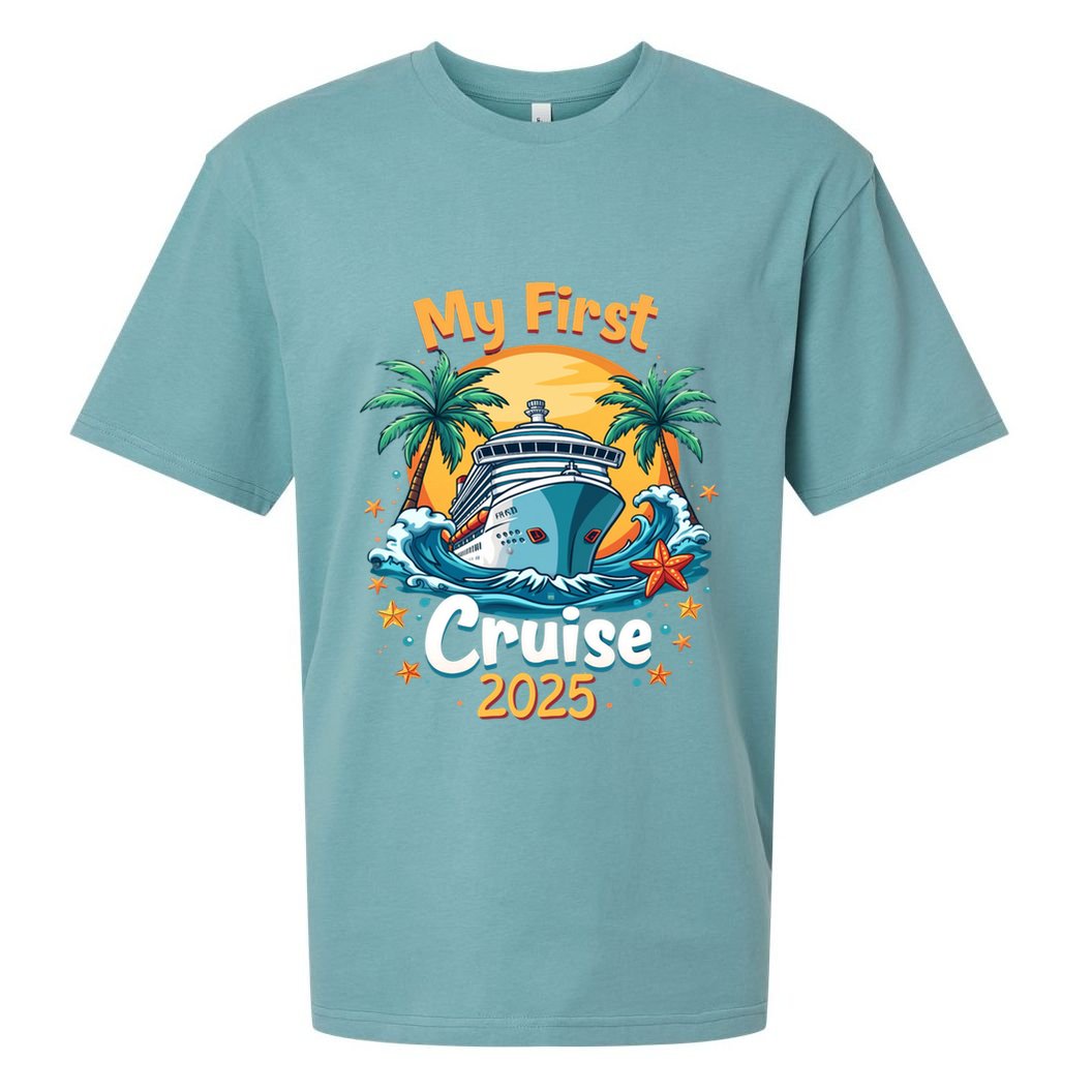 My First Cruise 2025 Family Vacation Group Cruising Funny Gift Sueded Cloud Jersey T-Shirt