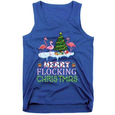 Merry Flocking Christmas With Xmas Tree Lights And Bells Gift Tank Top