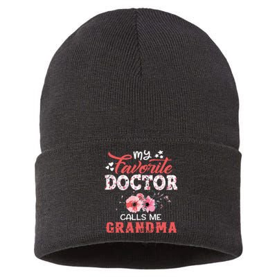 My Favorite Doctor Calls Me Grandma Floral Mothers Day Sustainable Knit Beanie