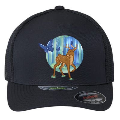 Magic Forest Deer Flexfit Unipanel Trucker Cap