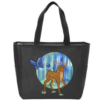 Magic Forest Deer Zip Tote Bag