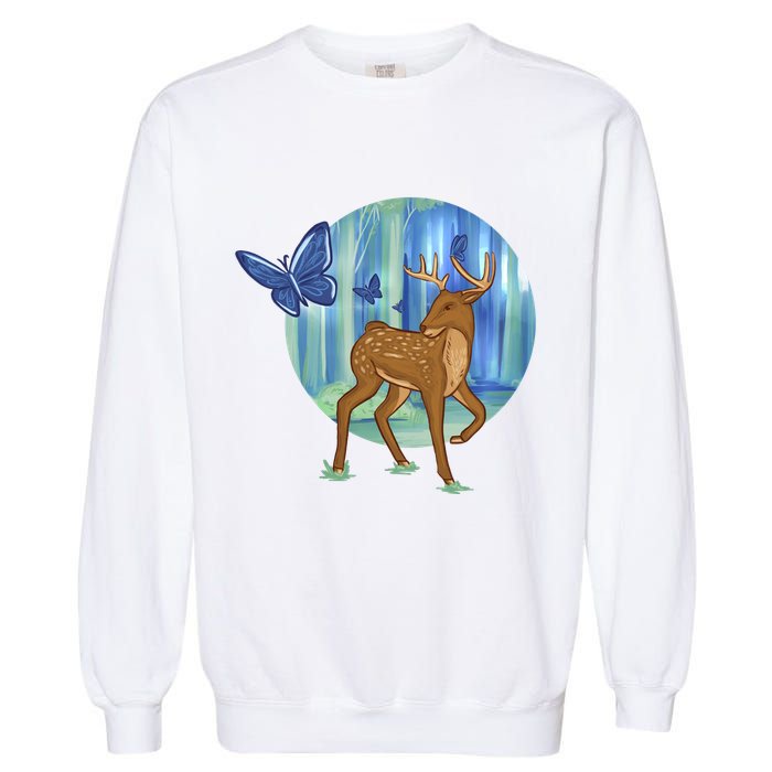 Magic Forest Deer Garment-Dyed Sweatshirt