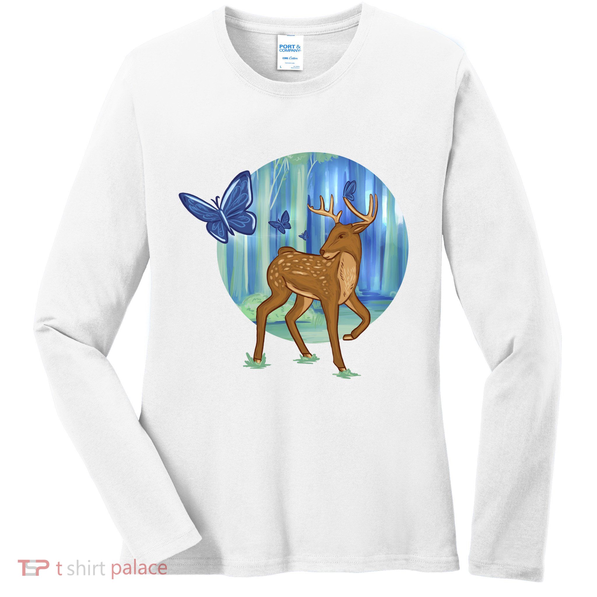 Magic Forest Deer Ladies Long Sleeve Shirt
