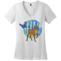 Magic Forest Deer Women's V-Neck T-Shirt