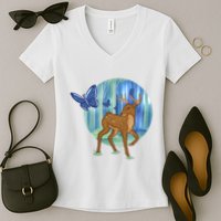 Magic Forest Deer Women's V-Neck T-Shirt