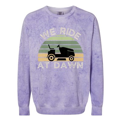 Mens Father's Day We Ride At Dawn Men's Lawnmower Colorblast Crewneck Sweatshirt