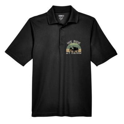 Mens Father's Day We Ride At Dawn Men's Lawnmower Men's Origin Performance Pique Polo