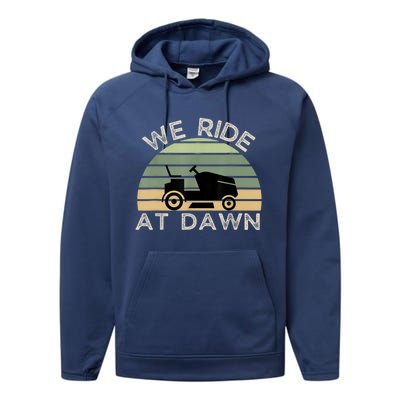 Mens Father's Day We Ride At Dawn Men's Lawnmower Performance Fleece Hoodie