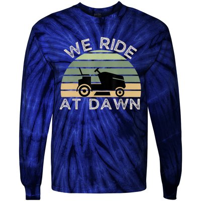 Mens Father's Day We Ride At Dawn Men's Lawnmower Tie-Dye Long Sleeve Shirt