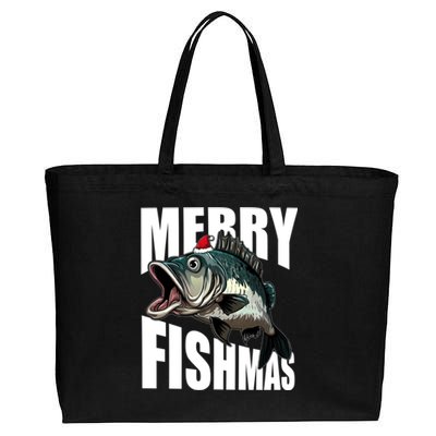 Merry Fishmas Delight: Reel In The Festive Fun! Great Gift Cotton Canvas Jumbo Tote