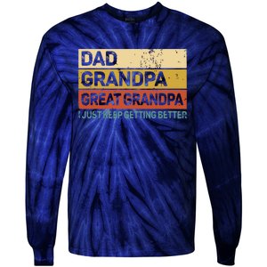 Men Fathers Day Gift From Grandkids Dad Grandpa Great Grandpa Tie-Dye Long Sleeve Shirt