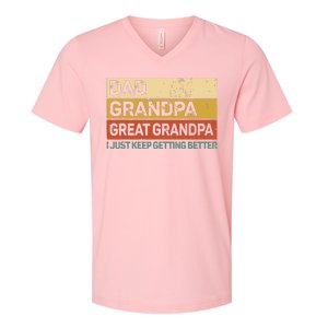 Men Fathers Day Gift From Grandkids Dad Grandpa Great Grandpa V-Neck T-Shirt