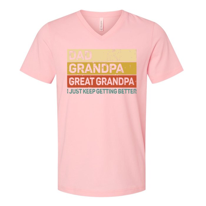 Men Fathers Day Gift From Grandkids Dad Grandpa Great Grandpa V-Neck T-Shirt