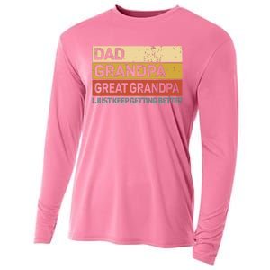 Men Fathers Day Gift From Grandkids Dad Grandpa Great Grandpa Cooling Performance Long Sleeve Crew