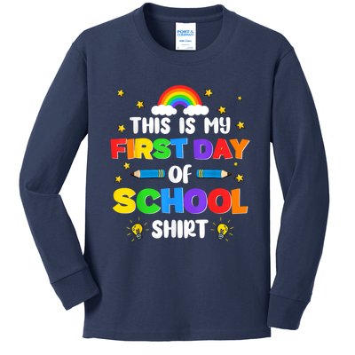 My First Day Of School PreK Preschool Kindergarten 1st Grade Kids Long Sleeve Shirt