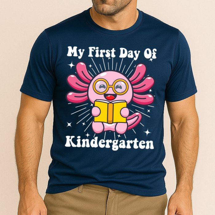 My First Day Of Kindergarten Axolotl Girls 1st Day Of School Cooling Performance Crew T-Shirt