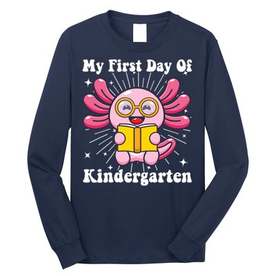 My First Day Of Kindergarten Axolotl Girls 1st Day Of School Long Sleeve Shirt