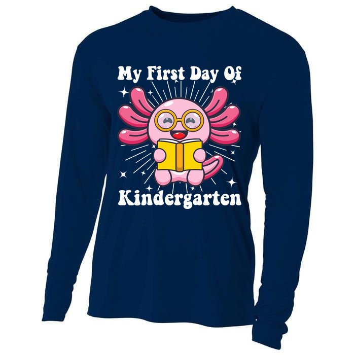My First Day Of Kindergarten Axolotl Girls 1st Day Of School Cooling Performance Long Sleeve Crew