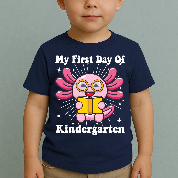 My First Day Of Kindergarten Axolotl Girls 1st Day Of School Toddler T-Shirt