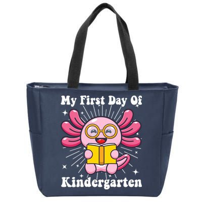 My First Day Of Kindergarten Axolotl Girls 1st Day Of School Zip Tote Bag