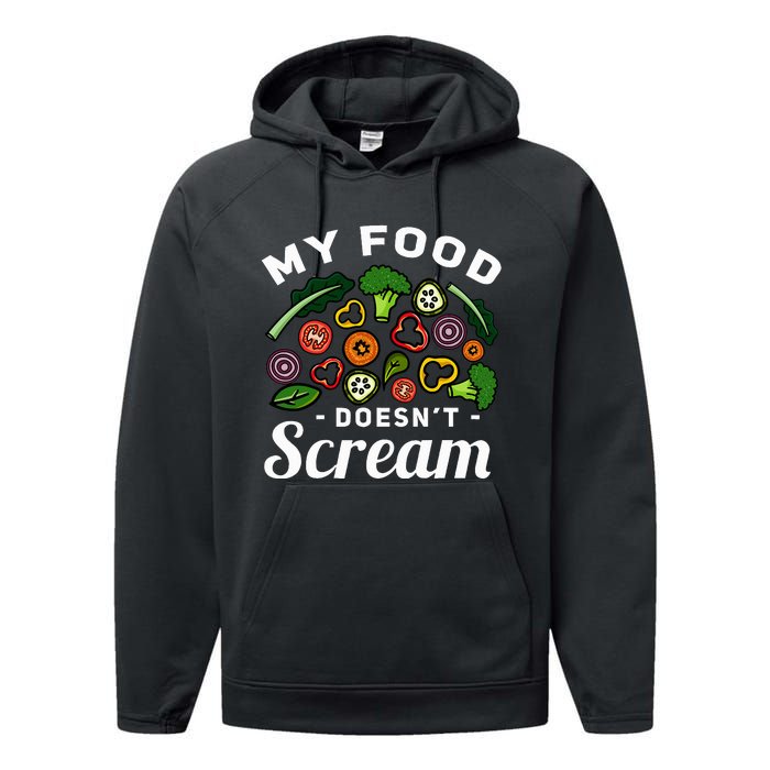 My Food DoesnT Scream Anti Animal Cruelty Vegan Vegetarian Performance Fleece Hoodie