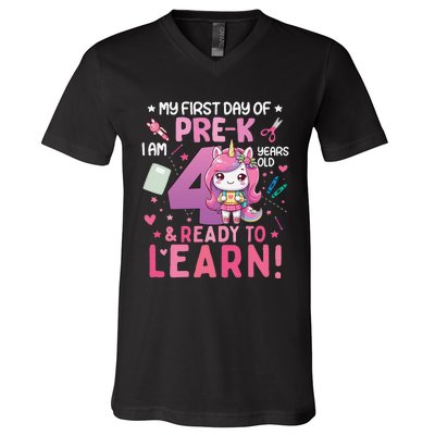 My First Day Of Prek IM 4 Years Old And Ready To Learn Gift V-Neck T-Shirt