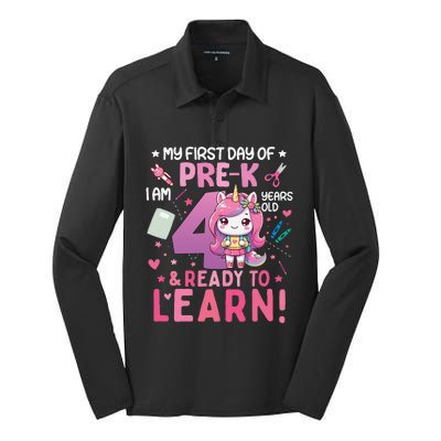 My First Day Of Prek IM 4 Years Old And Ready To Learn Gift Silk Touch Performance Long Sleeve Polo