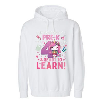 My First Day Of Prek IM 4 Years Old And Ready To Learn Gift Garment-Dyed Fleece Hoodie