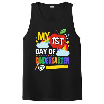 My First Day Of Kindergarten Funny Colorful Rainbow PosiCharge Competitor Tank