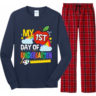 My First Day Of Kindergarten Funny Colorful Rainbow Long Sleeve Pajama Set