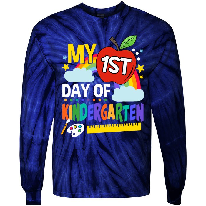 My First Day Of Kindergarten Funny Colorful Rainbow Tie-Dye Long Sleeve Shirt