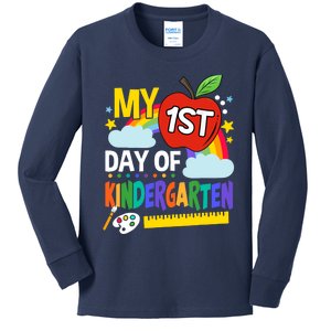 My First Day Of Kindergarten Funny Colorful Rainbow Kids Long Sleeve Shirt