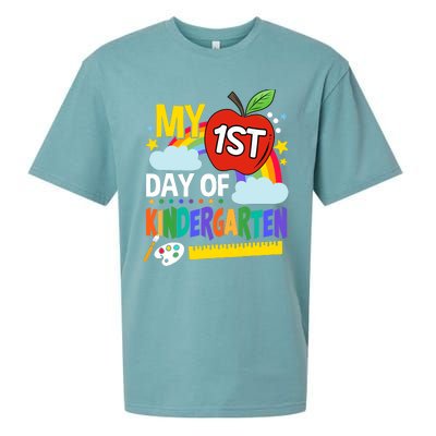 My First Day Of Kindergarten Funny Colorful Rainbow Sueded Cloud Jersey T-Shirt