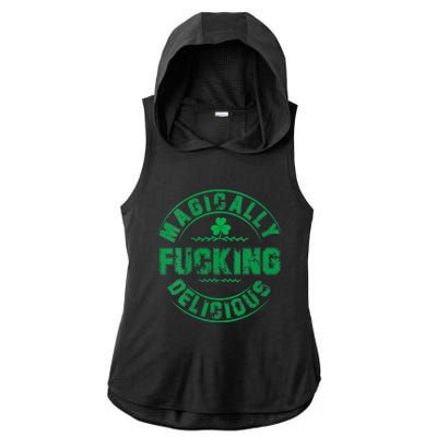 Magically Fucking Delicious St Patricks Day Womens Naughty Ladies PosiCharge Tri-Blend Wicking Draft Hoodie Tank