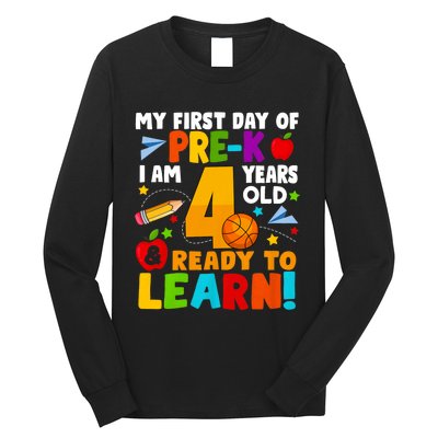 My First Day Of Pre K I Am 4 Years Old First Day Of School Long Sleeve Shirt