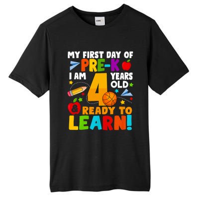 My First Day Of Pre K I Am 4 Years Old First Day Of School Tall Fusion ChromaSoft Performance T-Shirt