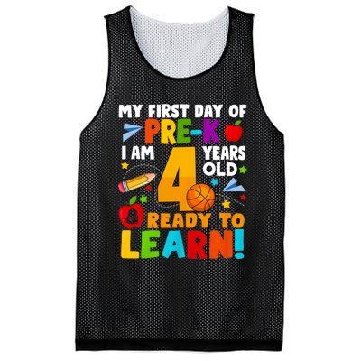 My First Day Of Pre K I Am 4 Years Old First Day Of School Mesh Reversible Basketball Jersey Tank