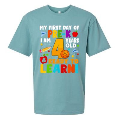 My First Day Of Pre K I Am 4 Years Old First Day Of School Sueded Cloud Jersey T-Shirt