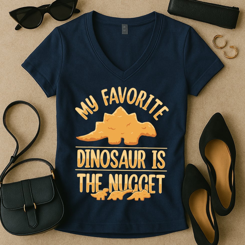 My Favorite Dinosaur Is The Nugget Women's V-Neck T-Shirt