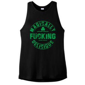 Magically Fucking Delicious Funny St Patricks Day Ladies PosiCharge Tri-Blend Wicking Tank