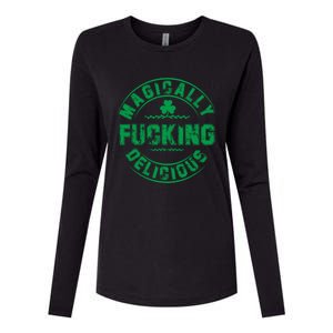 Magically Fucking Delicious Funny St Patricks Day Womens Cotton Relaxed Long Sleeve T-Shirt