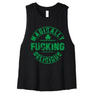 Magically Fucking Delicious Funny St Patricks Day Women's Racerback Cropped Tank