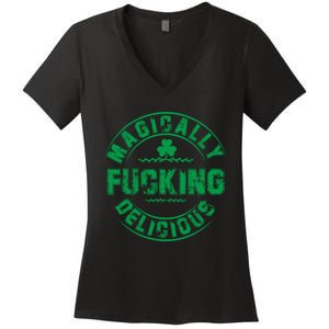 Magically Fucking Delicious Funny St Patricks Day Women's V-Neck T-Shirt