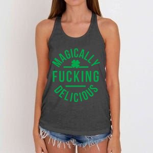 Magically Fucking Delicious Funny St Patricks Day Women's Knotted Racerback Tank