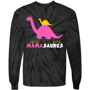 Mamasaurus Funny Dinosaur Mama Saurus Dinosaur Mom Mother Tie-Dye Long Sleeve Shirt