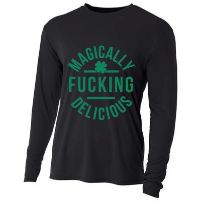 Magically Fucking Delicious Funny Shamrock St. Patrick's Day Cooling Performance Long Sleeve Crew