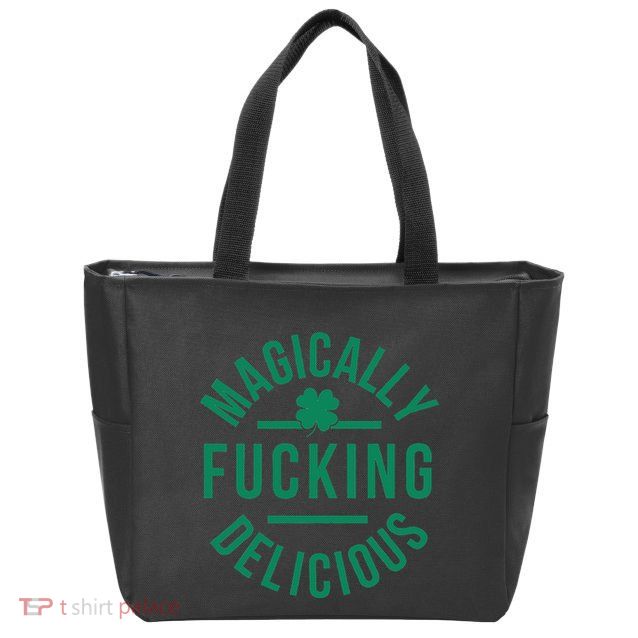 Magically Fucking Delicious Funny Shamrock St. Patrick's Day Zip Tote Bag