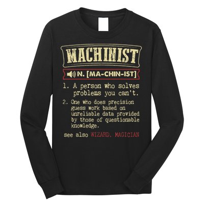 Machinist Funny Dictionary Definition Long Sleeve Shirt