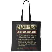 Machinist Funny Dictionary Definition Bag