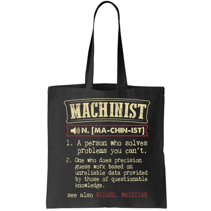 Machinist Funny Dictionary Definition Bag